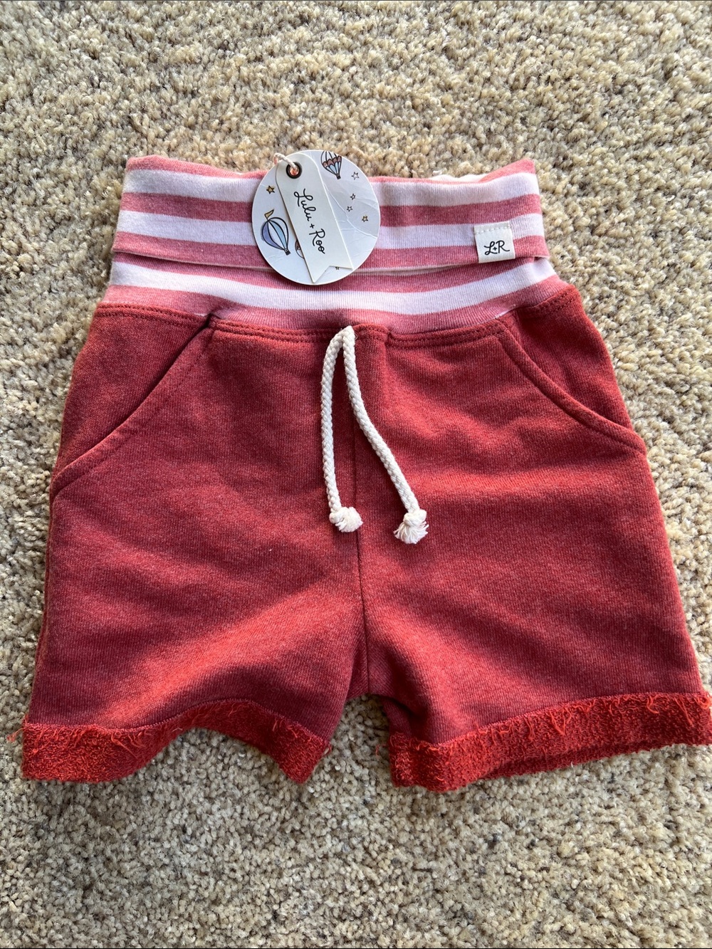 Lulu + Roo Girls Shorts with Pink-Striped Waistband - Picture 2 of 6